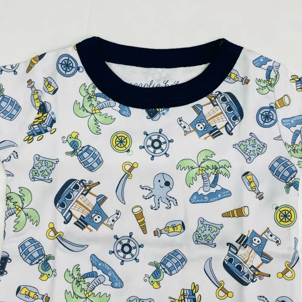 NWT Magnolia Baby 12/18M Pirate's Treasure Navy Short Pajamas